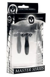 Silicone Cum Thru Barbell Penis Plug for Urethral Play Black Sounding Rods