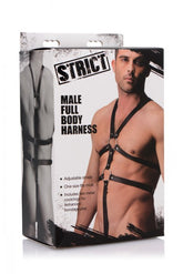 Male Full Body Harness in Black - Adjustable Size for Ultimate Bondage Play Black Mens Harnesses