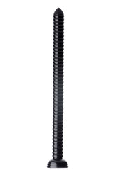 Ribbed Hose 19 Inch Flexible Dong with Suction Cup Base Black Double Dongs