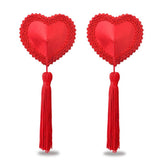 Reusable Red Heart Tassels Nipple Pasties for Fun and Playful Outfits Red Pasties