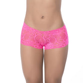 Lace Boyshort Panties in Hot Pink Ultra Soft Stretch Lace Pink Medium Panties