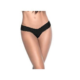 Lace V Back Black Thong for Women Black Medium Panties