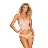 Delicanta Pink Lace Top and Panties Set for Sensual Comfort Pink Large Extra Large > Clothes > Bra Sets