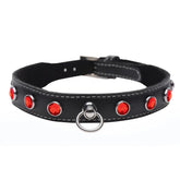 Bling Vixen Leather Choker with Red Rhinestones Red > Bondage Gear > Collars
