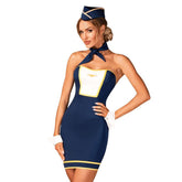 Stewardess 4 Piece Uniform – Sexy Costume Set Blue Medium Large > Clothes > Costumes > Womens