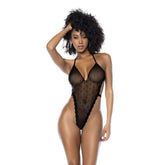 Black Polka Dot Halter Neck Bodysuit – Lingerie Black Small Medium > Clothes > Bodies and Playsuits