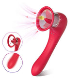 Trumpet 3-in-1 Sucking Licking Vibrating Vaginal Stimulator – Waterproof Rechargeable Vibrator Red STIMULATORS