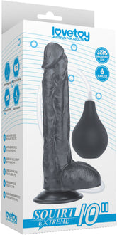 LoveToy Squirt Extreme 10 Inch Realistic Dildo Black > Dildos > Squirting Dildos