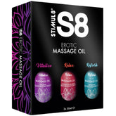 S8 Massage Oil Set – Blend of Jojoba, Almond, and Sesame Oils (3 x 50 ml) Massage Oil > Essentials > Massage Gift Set
