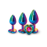 Rear Assets Trainer Kit (Multicolor) – Chrome-Plated Graduated Metal Butt Plug Set with Heart Jewel > Anal Range > Jewel Butt Plugs