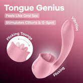 Satisfyer Tongue Genius – USB Rechargeable Flexible Silicone Clitoral and Insertable Vibrator Pink > Vibrators > Ladies > Clitoral Vibrators and Stimulators