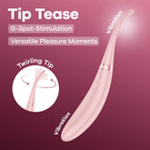 Satisfyer Tip Tease (Rose) – USB Rechargeable Rotating Vibrator with Twirling Tip Pink > Vibrators > Standard Vibrators