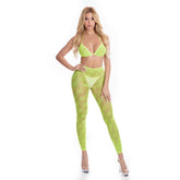 All About Leaf Bra Set Green with Adjustable Triangle Cups One Size > Clothes > Bra Sets