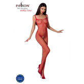 Bodystocking in Red / White - Elegant Fine Mesh Design Red One Size Bodystocking