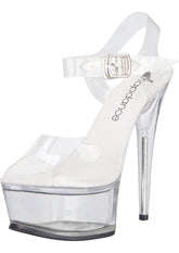 Clear Platform Sandal With Quick Release Strap 6 Inch Heel 9 Heels