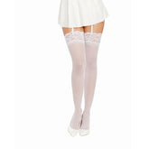 Dreamgirl Thigh High Sheer Lace Stockings White One Size Hosiery
