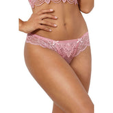Floral Lace Brazilian G-String in Pink for Women Panties