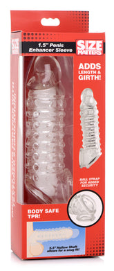Size Matters Penis Enhancer Sleeve 1.5 Inch Extension 7 Inches Clear SLEEVES