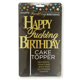 Happy Birthday Cake Topper with Glittering Gold Design Party Supplies