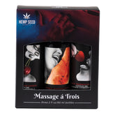 Hemp Seed Edible Massage A Trois (3 Bottle Set) – Edible Massage Lotion Kit Massage Gift Set