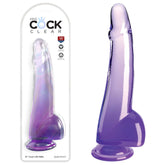 King Cock Clear 10 Inch Dildo with Balls Purple DONGS