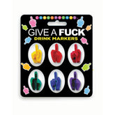 Give A Fuck Drink Markers (Set of 6) – Novelty Drink Markers Coloured Party Supplies