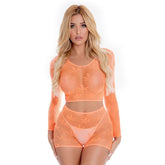 Leaf It To Me Short Set in Orange for Confident Seduction One Size > Clothes > Bra Sets