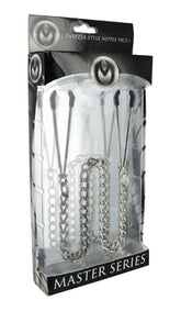 Master Series Reign Adjustable Tweezer Nipple Clamps 18 Inches Silver > Bondage Gear > Nipple Clamps