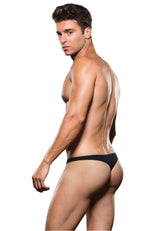 Microfibre Low Rise Zip Thong Black Mens Thongs