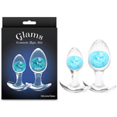 Glams Cosmic 2-Piece Trainer Kit (Clear) – Body-Safe Silicone Butt Plug Set Blue > Anal Range > Butt Plug Kits