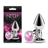 Rear Assets Medium Metal Butt Plug with Pink Gem Base Pink > Anal Range > Jewel Butt Plugs