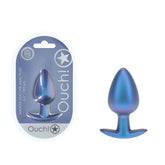 Ouch Anal Plug Large Metallic 8.9 cm Butt Plug Blue Butt Plugs