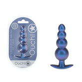 Ouch Beaded Anal Plug Metallic 11.7 Centimeter Butt Plug Blue Butt Plugs