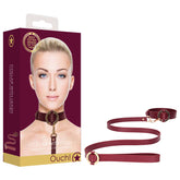 Ouch Halo Collar With Leash Burgundy Restraint BDSM Accessory Red > Bondage Gear > Collars