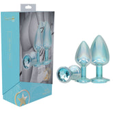 Ouch Paris Collection Metal Anal Plug Set with Gem Bases in Three Sizes Blue > Anal Range > Jewel Butt Plugs