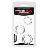 Power Plus Triple Beaded Cock Ring Set of 3 Clear COCK RING Set