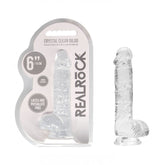 REALROCK 6'' Realistic Dildo With Balls - 15.2 cm Dong Crystal Clear 6.7 Inches Clear DONGS