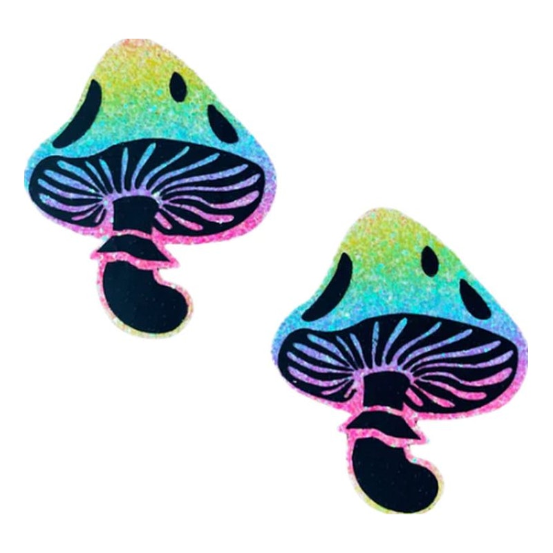 Rainbow Blacklight Glitter Toadstool Pasties for Bold Outfit Enhancement Default Title Pasties Rainbow Blacklight Glitter Toadstool Pasties for Bold Outfit Enhancement Default Title Pasties