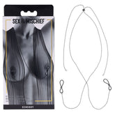 S&M Exs & Ohs Body Jewelry Nipple Ties Metal Chain Adjustable Black Nipple Clips