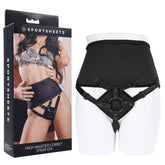 SPORTSHEETS High Waisted Corset Strap On Black Black STRAP-ONS
