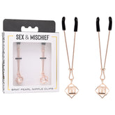 Sex & Mischief Brat Pearl Adjustable Nipple Clips – Set of 2 Clips Pink > Sex Toys > Nipple Clamps