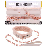 Peach Faux Fur Collar And Leash Set With Rose Gold Luxury Pink Pink > Bondage Gear > Collars