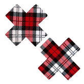 School Girl Plaid X Factor Pasties for Daring Nights Out Red Pasties