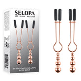 Selopa Beaded Nipple Clamps - Adjustable 5.7 Cm Size Rose Gold Nipple Clamps