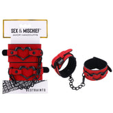Sex & Mischief Amor Handcuffs in Red Vegan Leather > Bondage Gear > Restraints