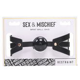 Sex & Mischief Brat Ball Gag with Adjustable Strap Black Gags