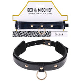Sex and Mischief Orbit Day Collar in Rainbow Pearlescent Faux Leather Black > Bondage Gear > Collars