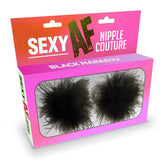 Sexy AF Nipple Couture Marabou Reusable Nipple Pasties Black Pasties
