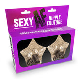 Sexy AF Silver Sequin Reusable Nipple Pasties - Nipple Couture Stars Silver Pasties