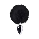 Silver Metal Anal Plug Small (Black Faux Fur) – Small Butt Plug Silver Tails